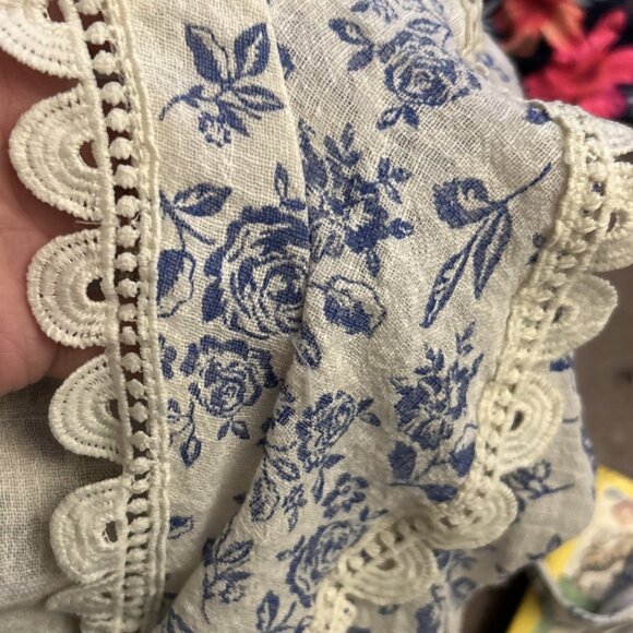 Olivaceous Womens Coquette Top Large Crop Floral Toile Cottagecore Milkmaid - Picture 7 of 8